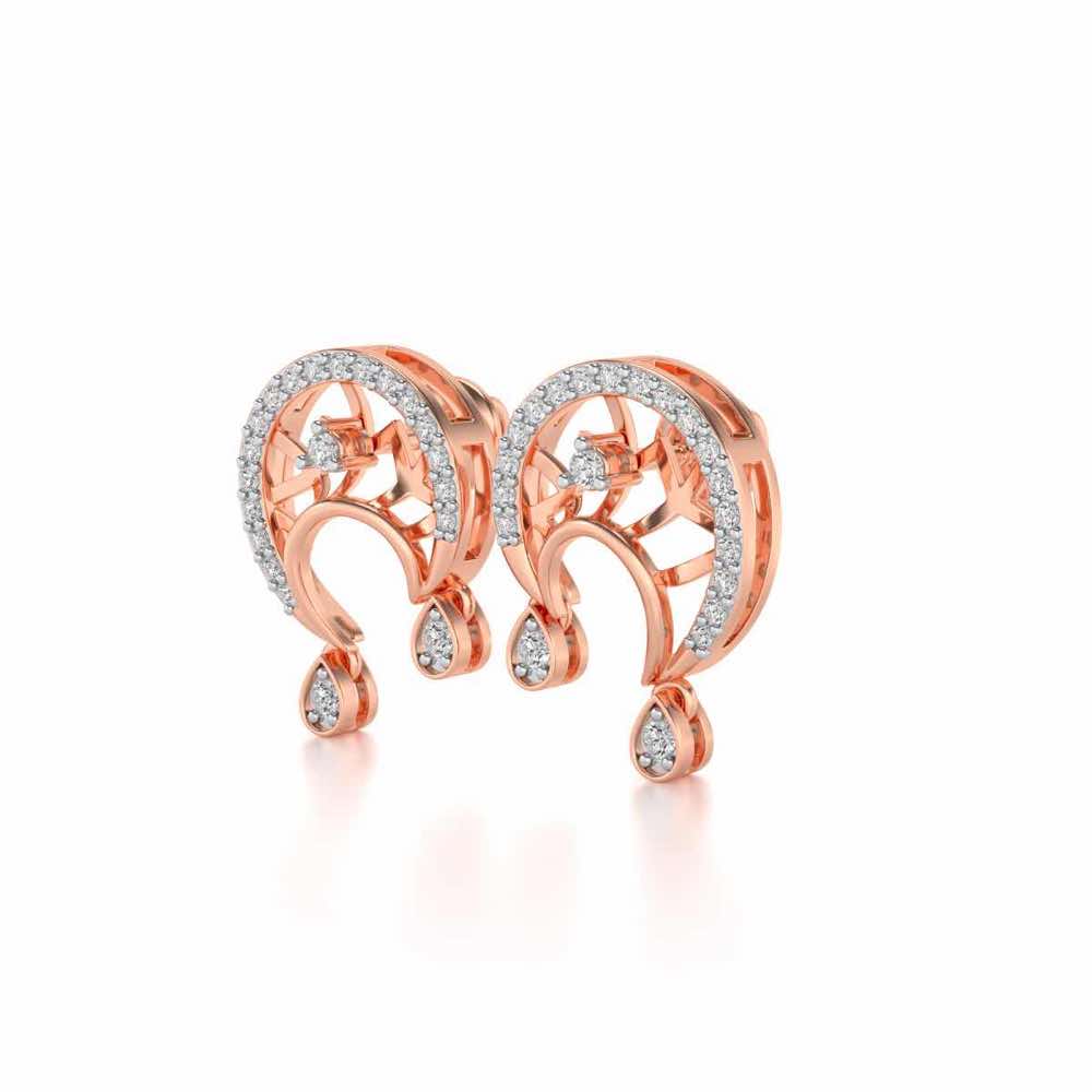 Artistic Moon Silver Earrings - Rose Gold - Image 3