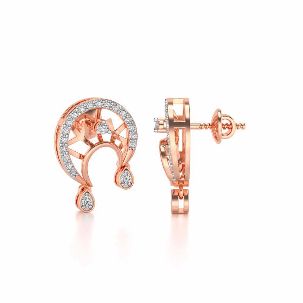 Artistic Moon Silver Earrings - Rose Gold - Image 4