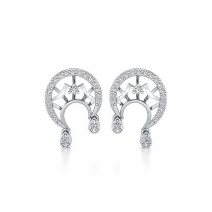 Artistic Moon Silver Earrings - White Gold - Image 1