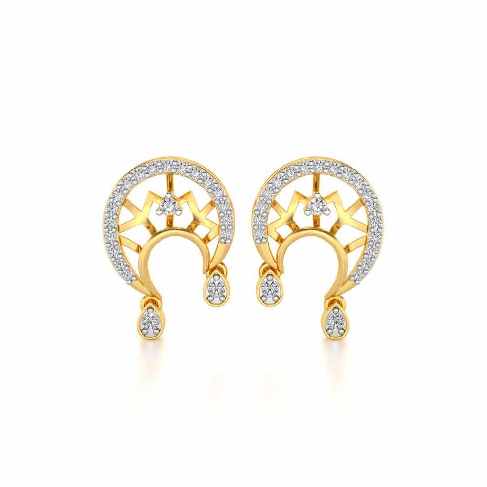 Artistic Moon Silver Earrings - Yellow Gold - Image 1
