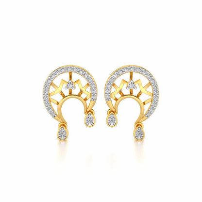 Artistic Moon Silver Earrings - Yellow Gold - Image 1