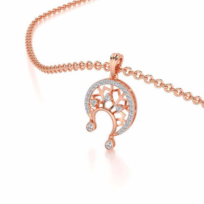 Artistic Moon Silver Pendant - Rose Gold - Image 2