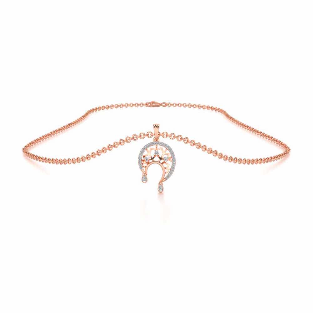Artistic Moon Silver Pendant - Rose Gold - Image 3