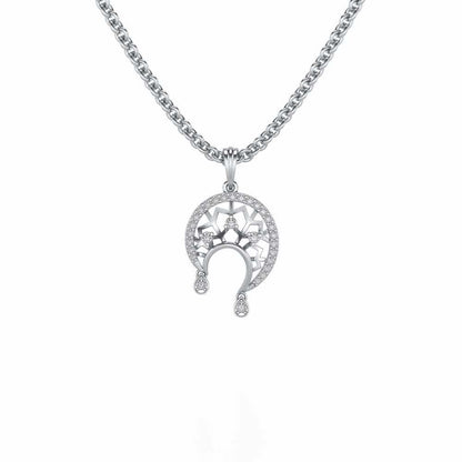 Artistic Moon Silver Pendant - White Gold - Image 1