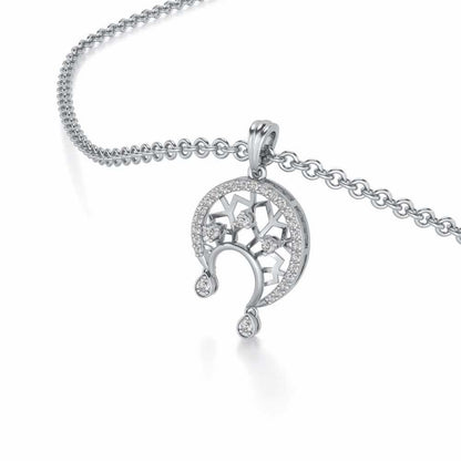 Artistic Moon Silver Pendant - White Gold - Image 2
