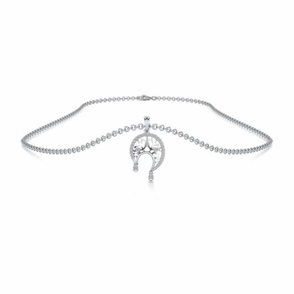 Artistic Moon Silver Pendant - White Gold - Image 3