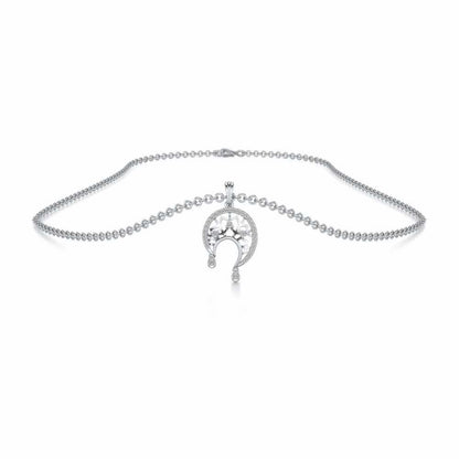 Artistic Moon Silver Pendant - White Gold - Image 3