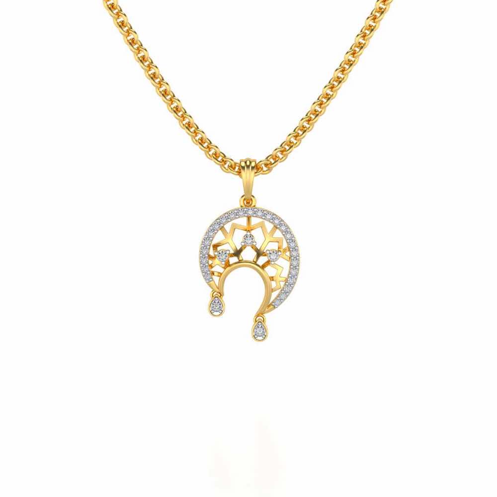 Artistic Moon Silver Pendant - Yellow Gold - Image 1
