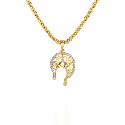 Artistic Moon Silver Pendant - Yellow Gold - Image 1