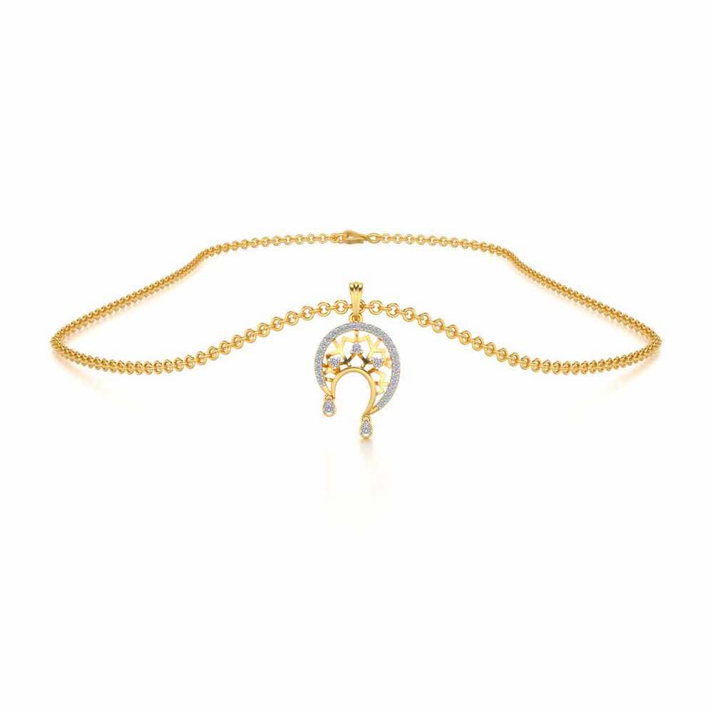 Artistic Moon Silver Pendant - Yellow Gold - Image 3
