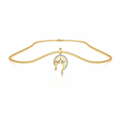 Artistic Moon Silver Pendant - Yellow Gold - Image 3