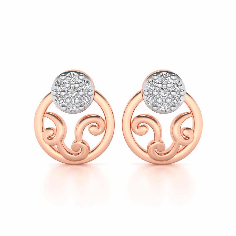 Artistic Motif Silver Earrings - Rose Gold - Image 1