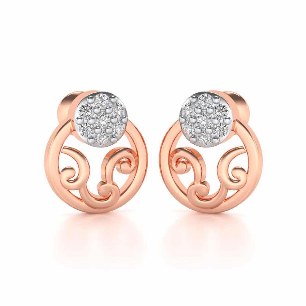 Artistic Motif Silver Earrings - Rose Gold - Image 2