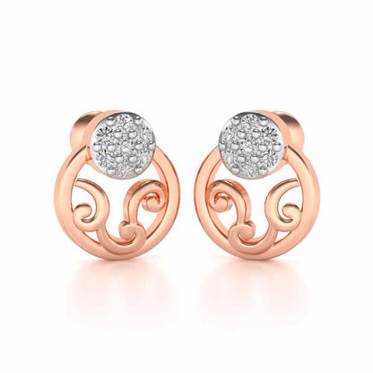 Artistic Motif Silver Earrings - Rose Gold - Image 2