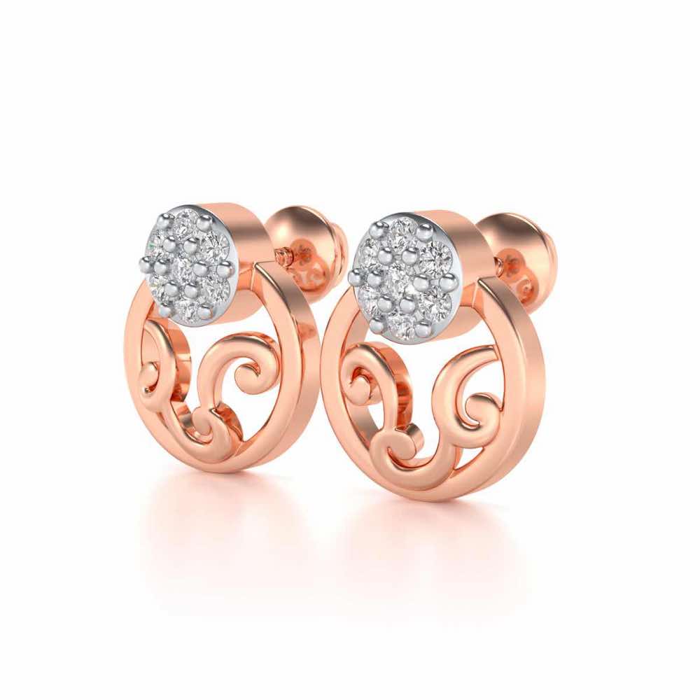 Artistic Motif Silver Earrings - Rose Gold - Image 3