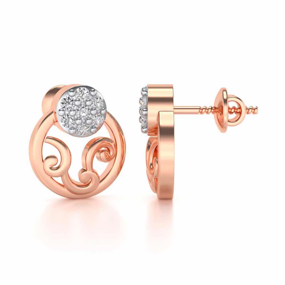 Artistic Motif Silver Earrings - Rose Gold - Image 4