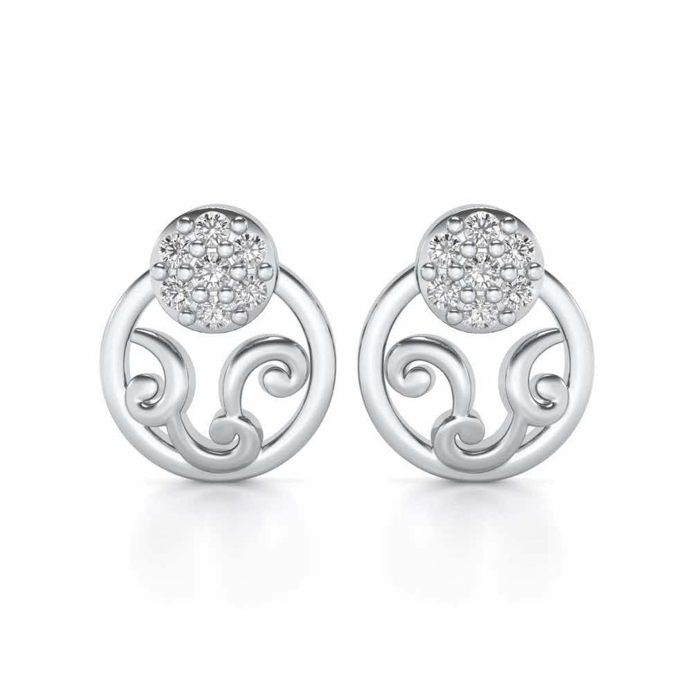 Artistic Motif Silver Earrings - White Gold - Image 1