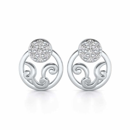 Artistic Motif Silver Earrings - White Gold - Image 1