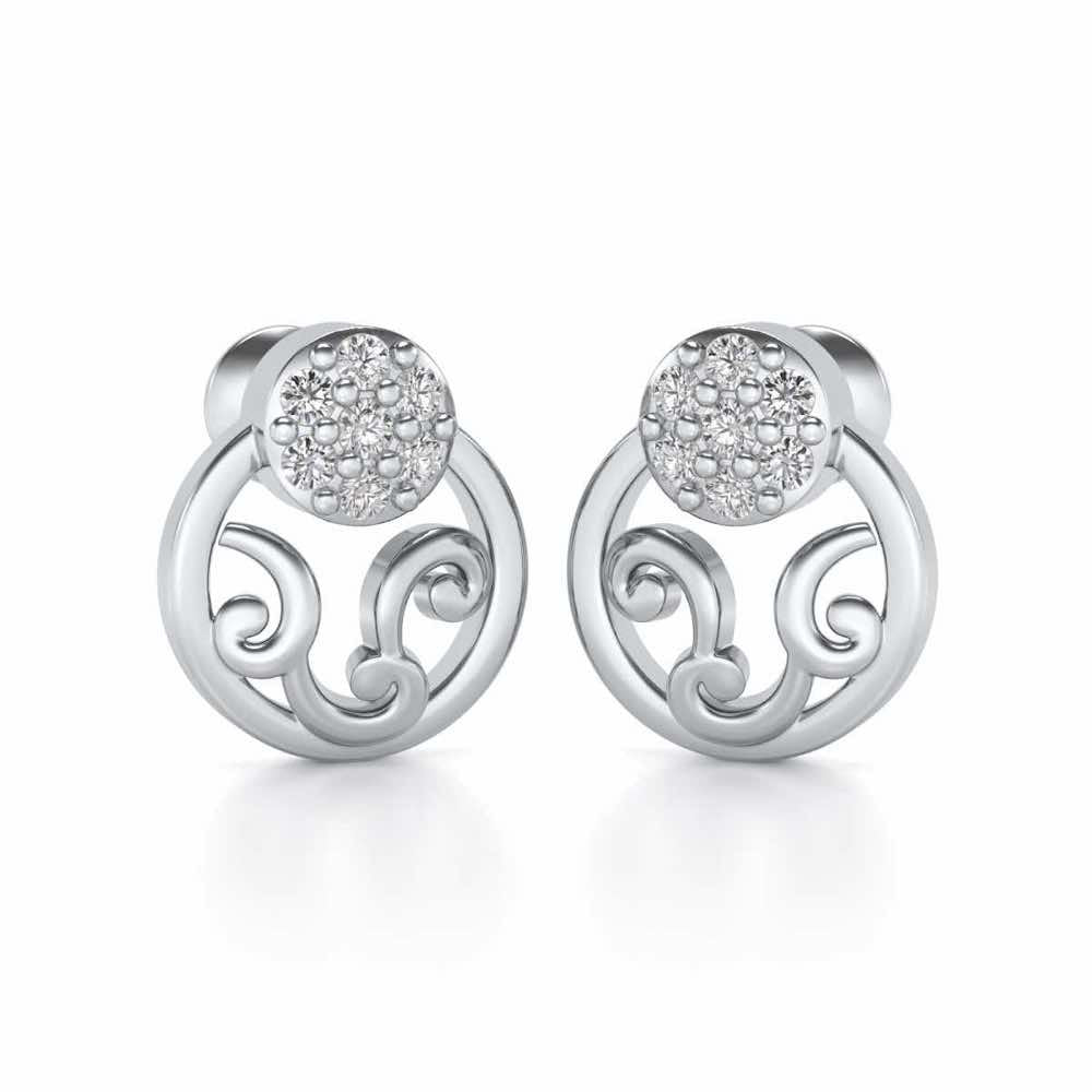 Artistic Motif Silver Earrings - White Gold - Image 2