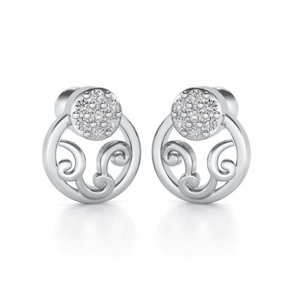 Artistic Motif Silver Earrings - White Gold - Image 2