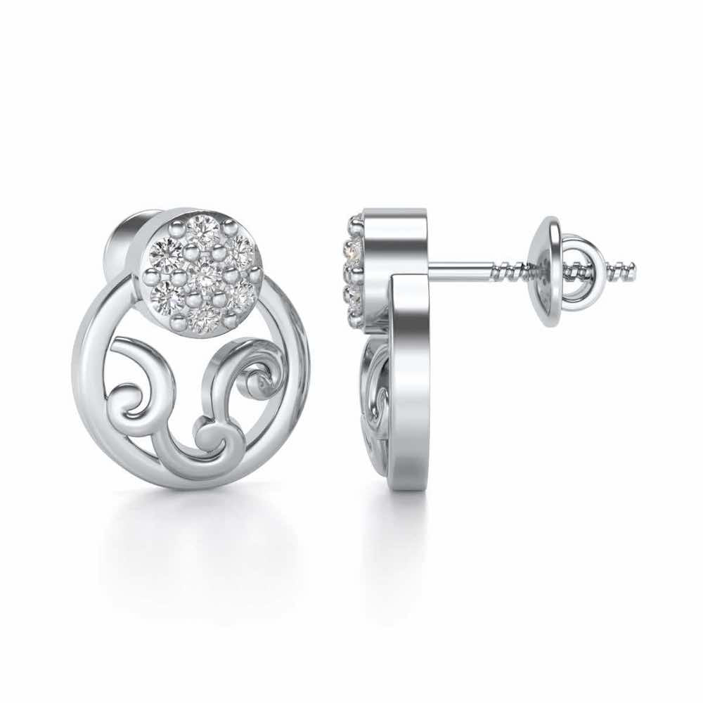 Artistic Motif Silver Earrings - White Gold - Image 4