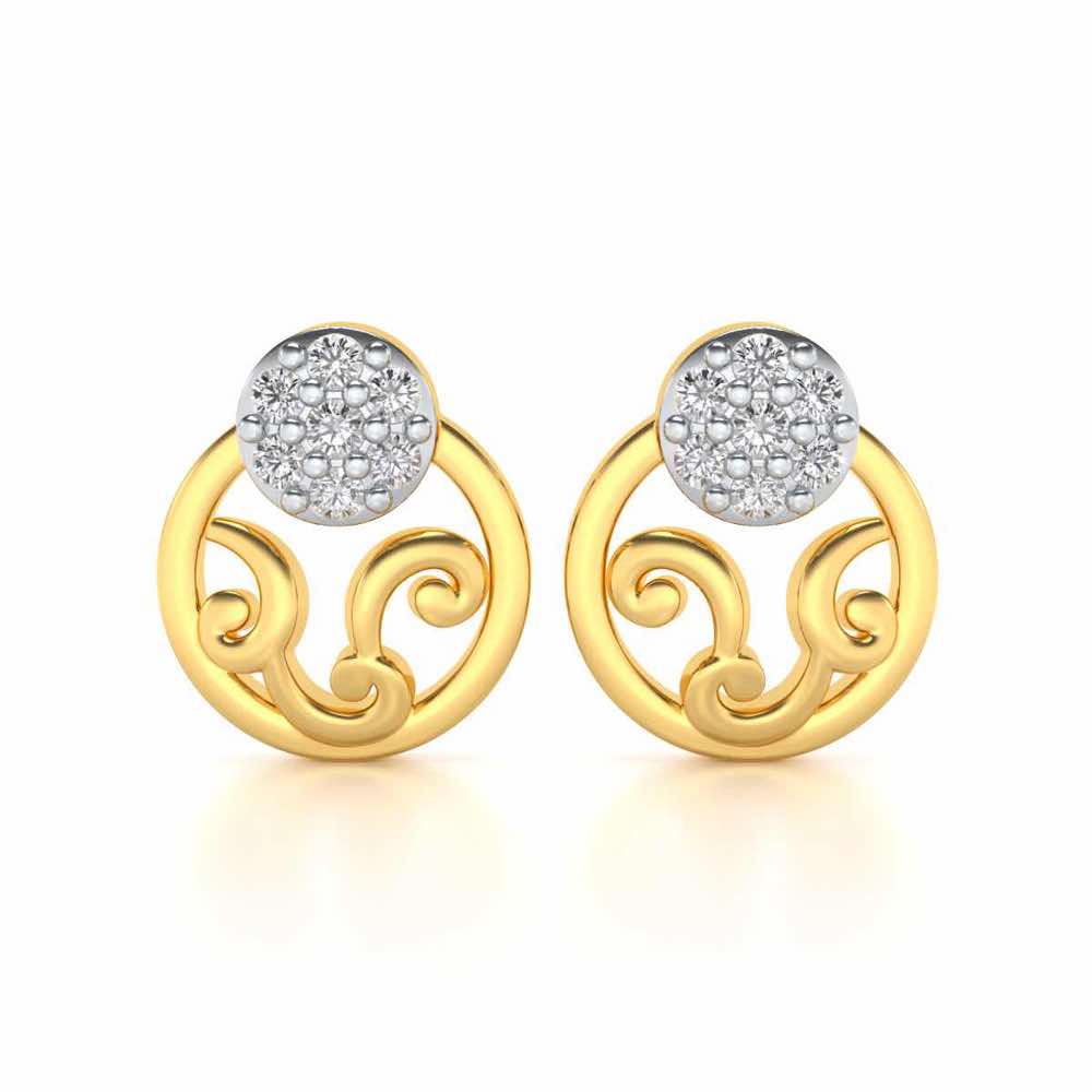 Artistic Motif Silver Earrings - Yellow Gold - Image 1