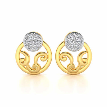 Artistic Motif Silver Earrings - Yellow Gold - Image 1