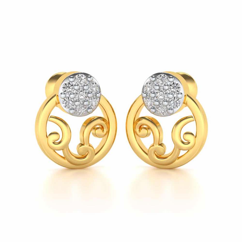 Artistic Motif Silver Earrings - Yellow Gold - Image 2