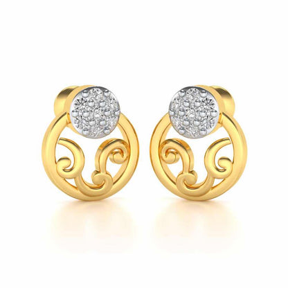 Artistic Motif Silver Earrings - Yellow Gold - Image 2