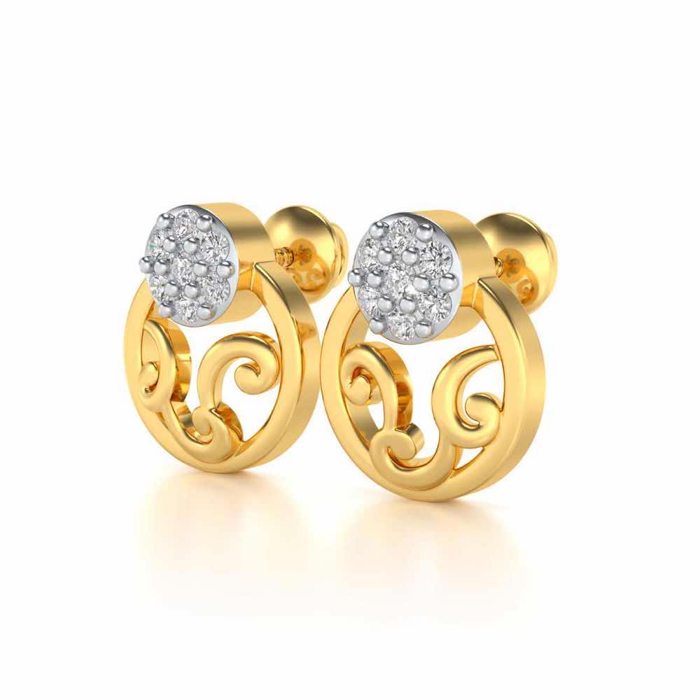 Artistic Motif Silver Earrings - Yellow Gold - Image 3