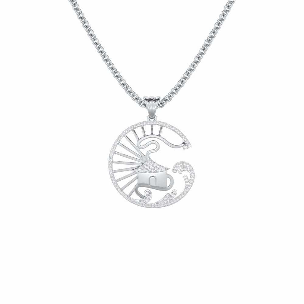 Ashiana Silver Pendant - White Gold - Image 1