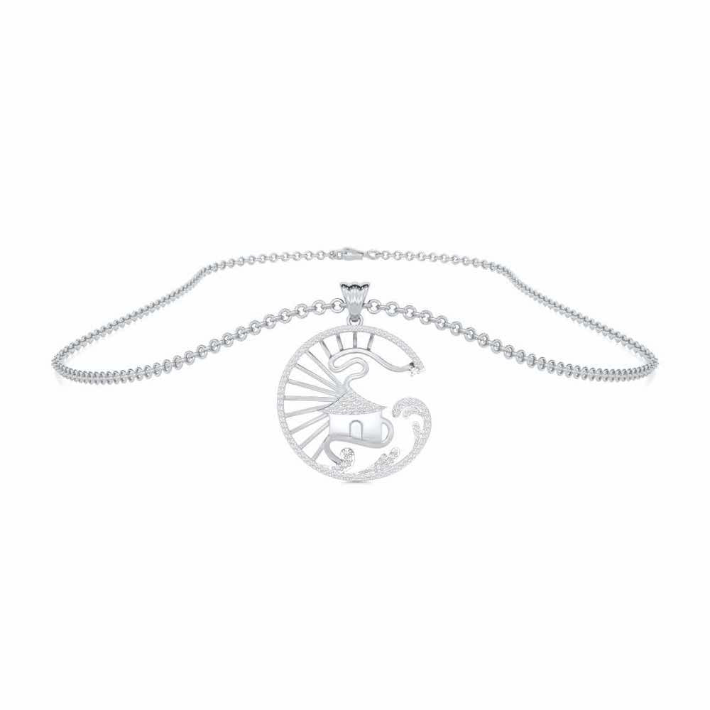 Ashiana Silver Pendant - White Gold - Image 3
