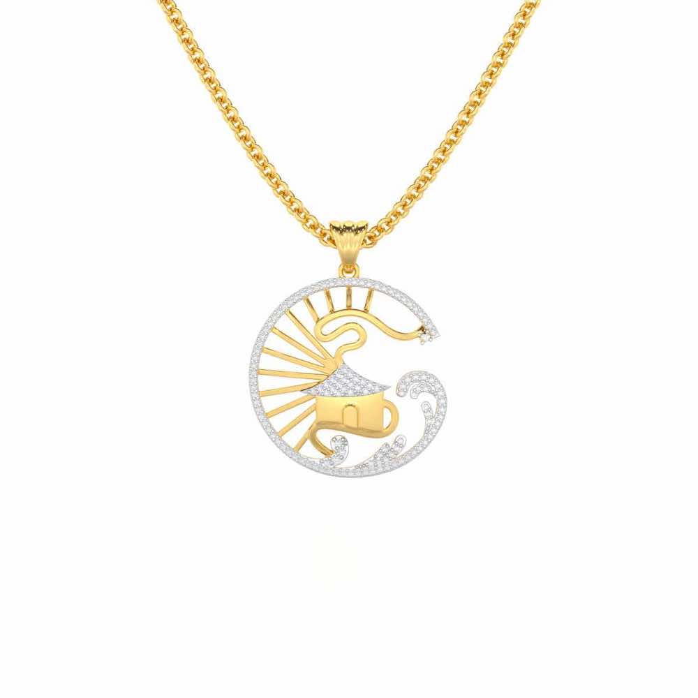 Ashiana Silver Pendant - Yellow Gold - Image 1