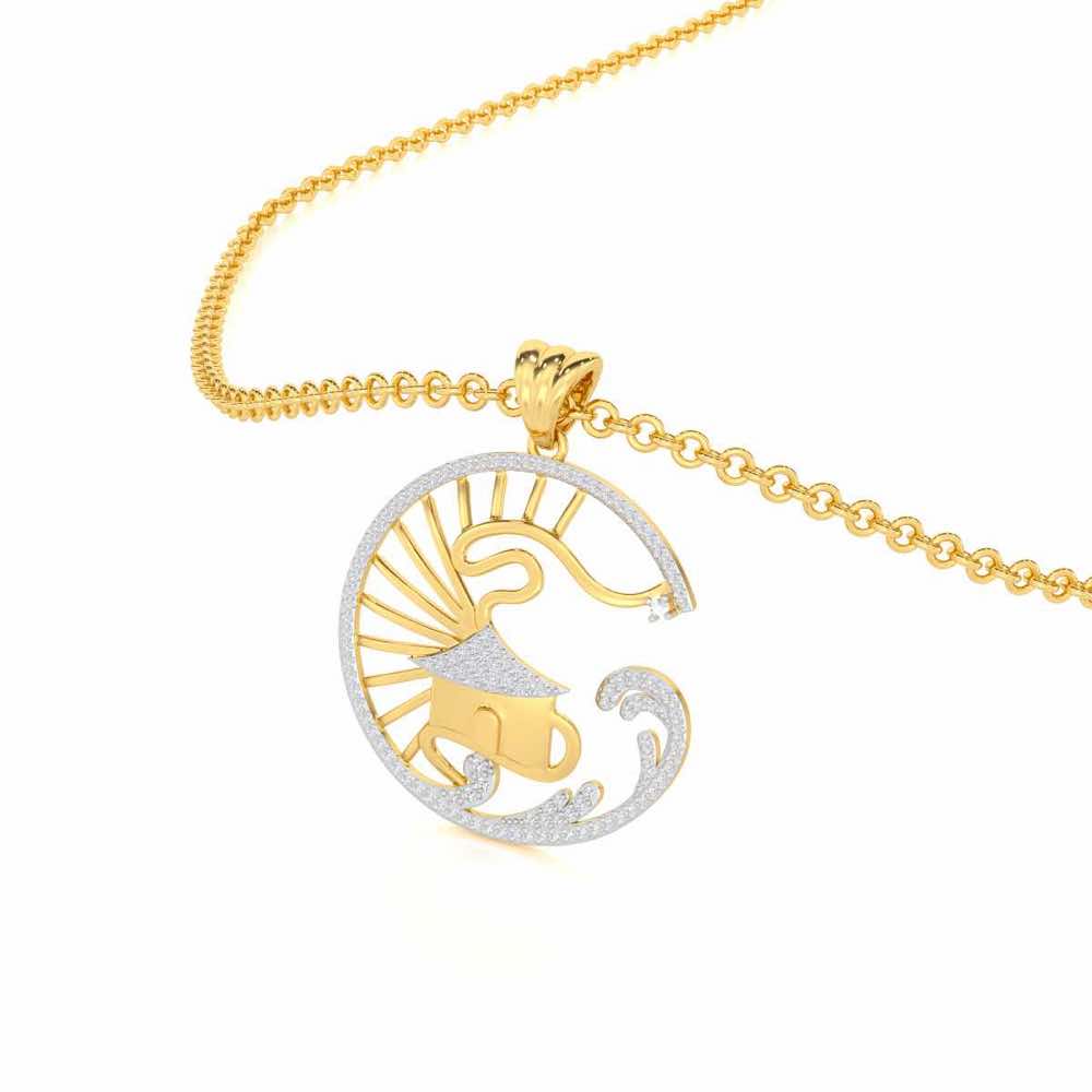 Ashiana Silver Pendant - Yellow Gold - Image 2