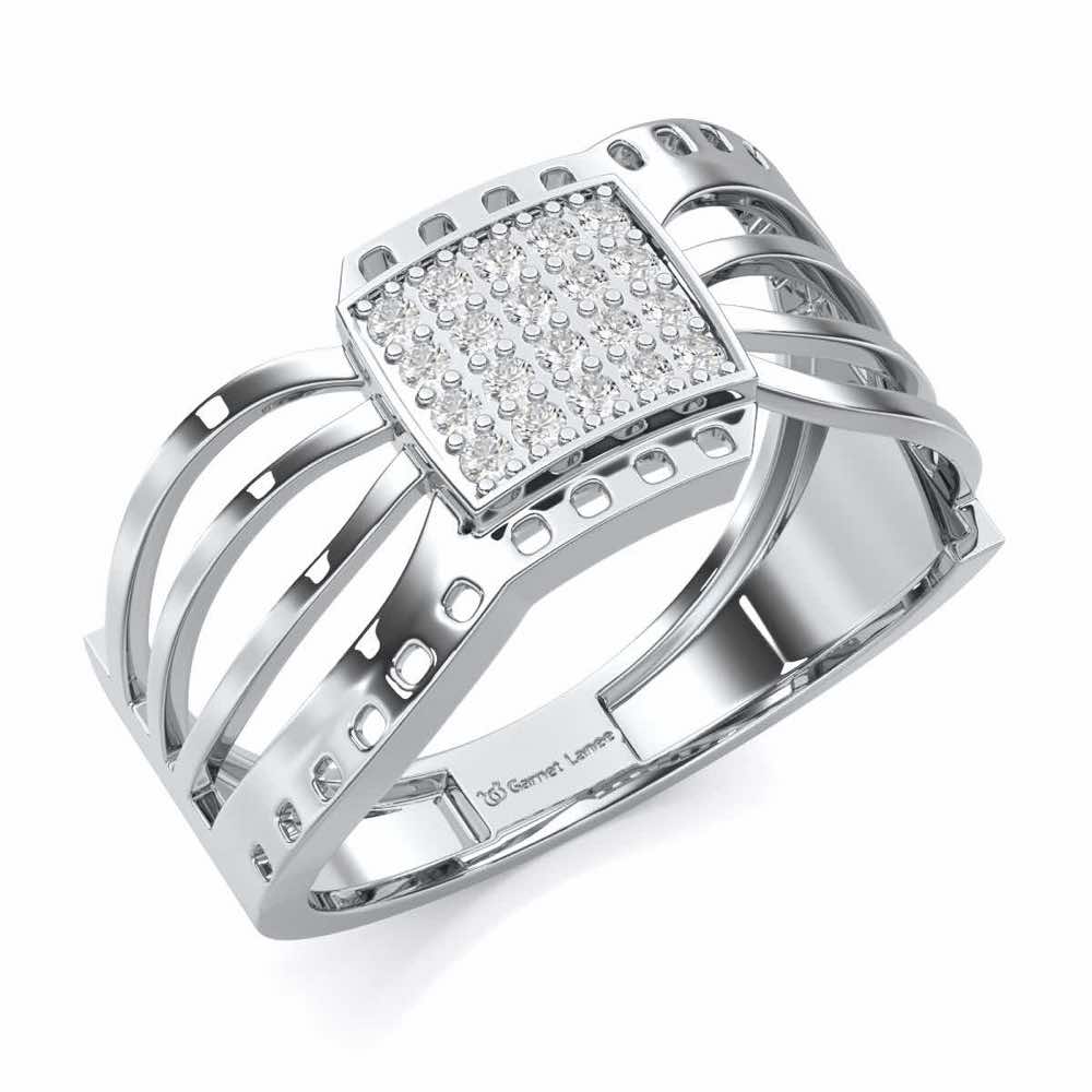 Ashwa Silver Ring For Men - White Gold - Image 1