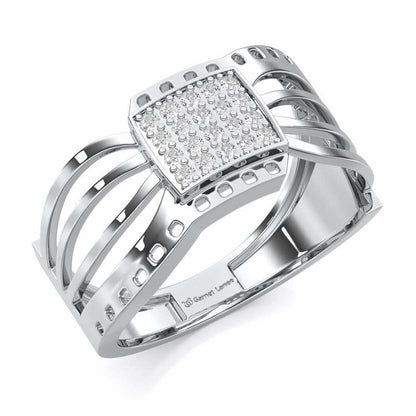 Ashwa Silver Ring For Men - White Gold - Image 1