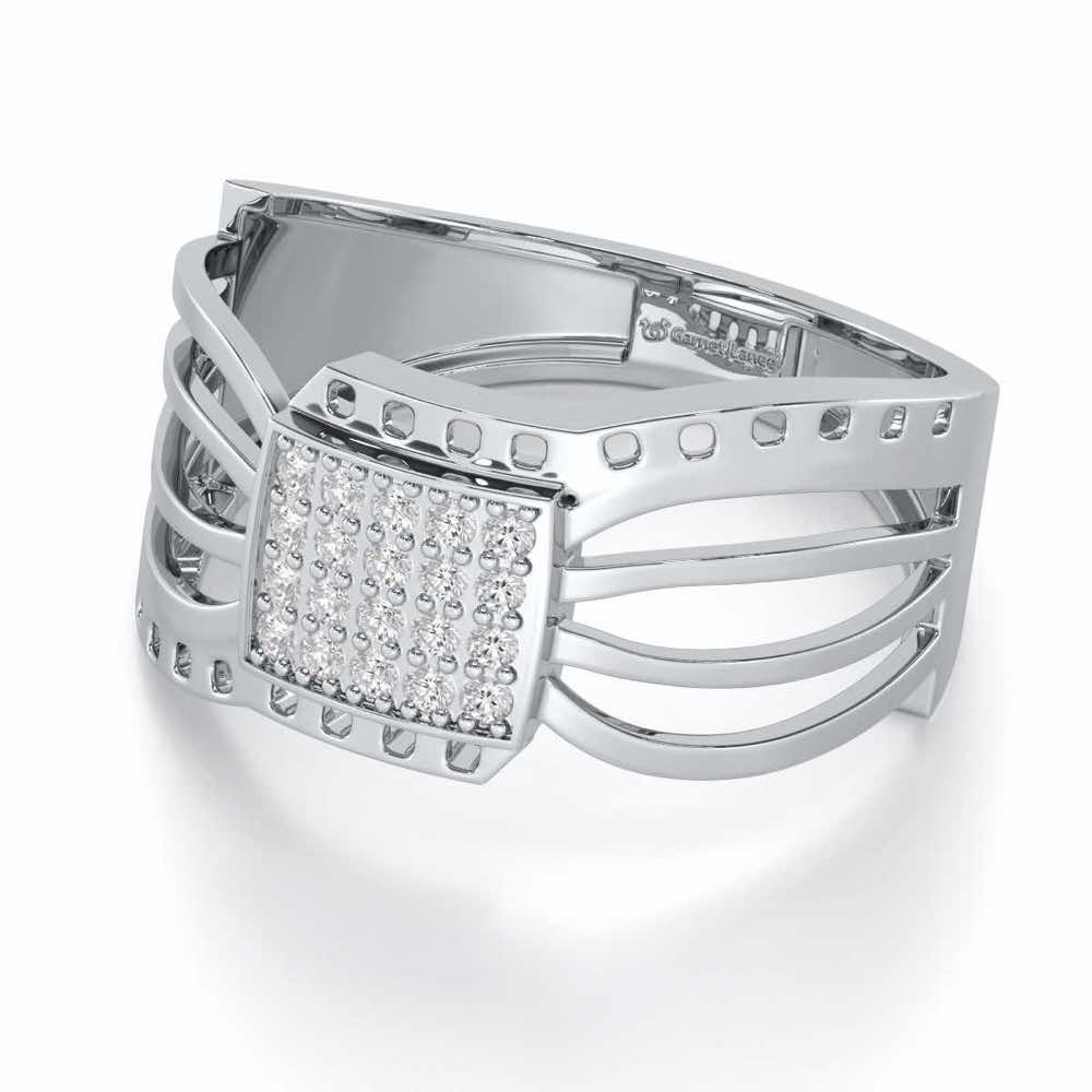 Ashwa Silver Ring For Men - White Gold - Image 2