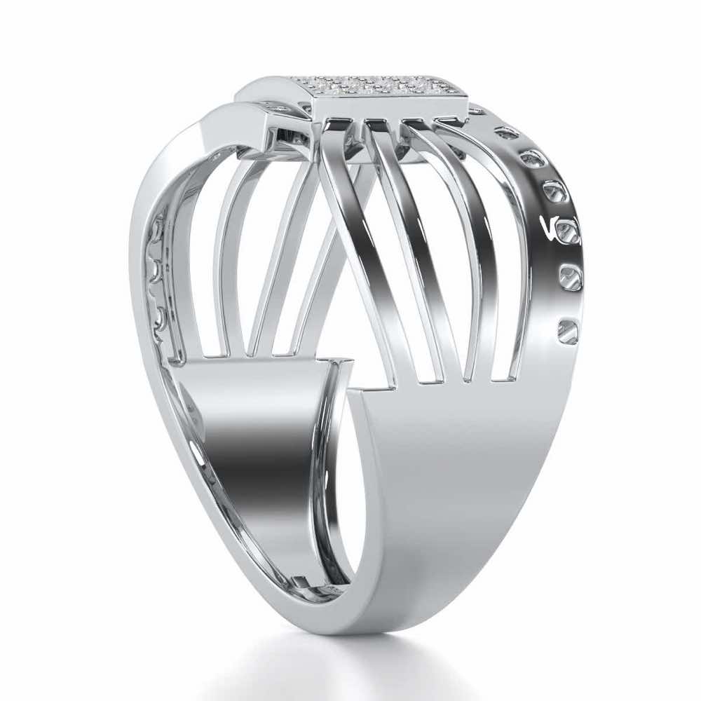 Ashwa Silver Ring For Men - White Gold - Image 3