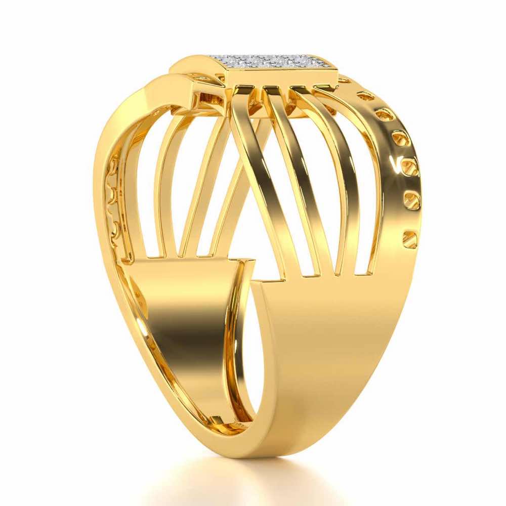 Ashwa Silver Ring For Men - Yellow Gold - Image 3
