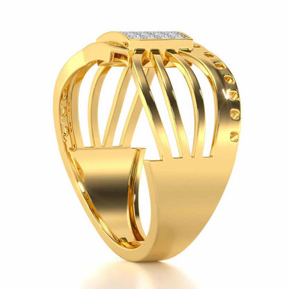 Ashwa Silver Ring For Men - Yellow Gold - Image 3