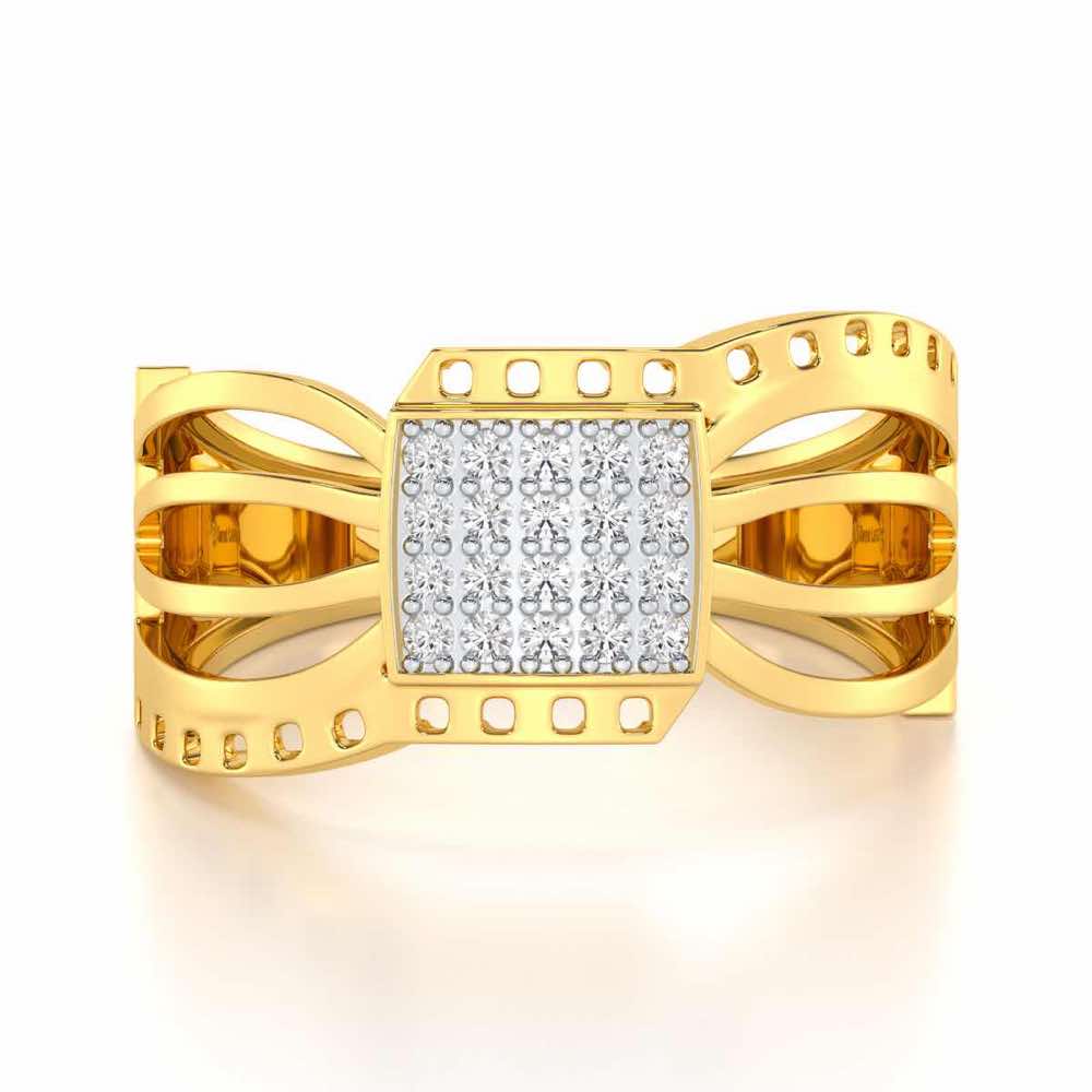 Ashwa Silver Ring For Men - Yellow Gold - Image 4