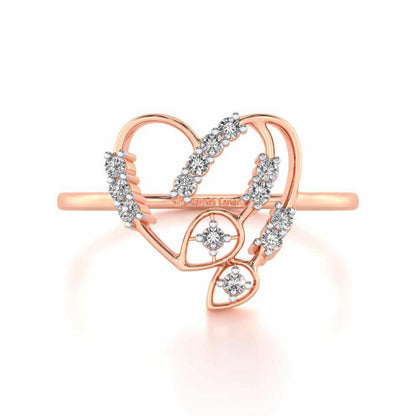 Asteroid Heart Silver Ring - Rose Gold - Image 4