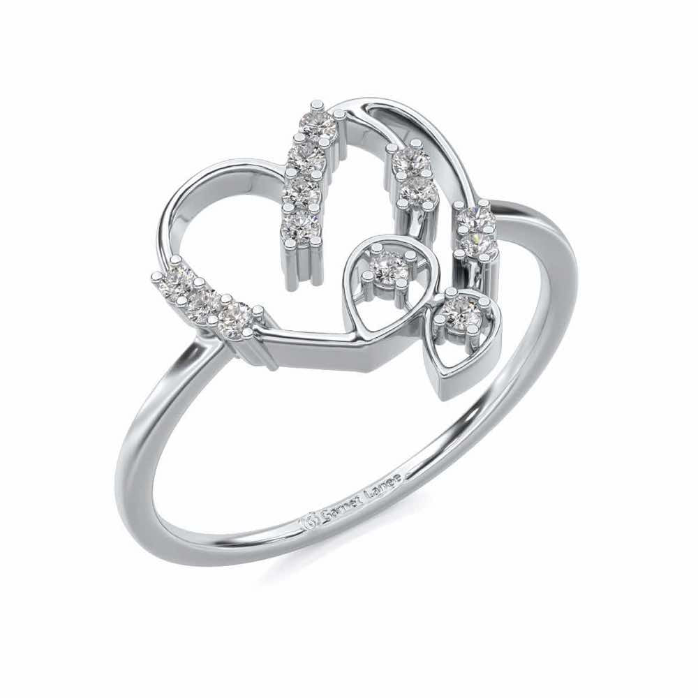Asteroid Heart Silver Ring - White Gold - Image 1