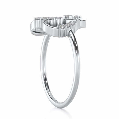 Asteroid Heart Silver Ring - White Gold - Image 3