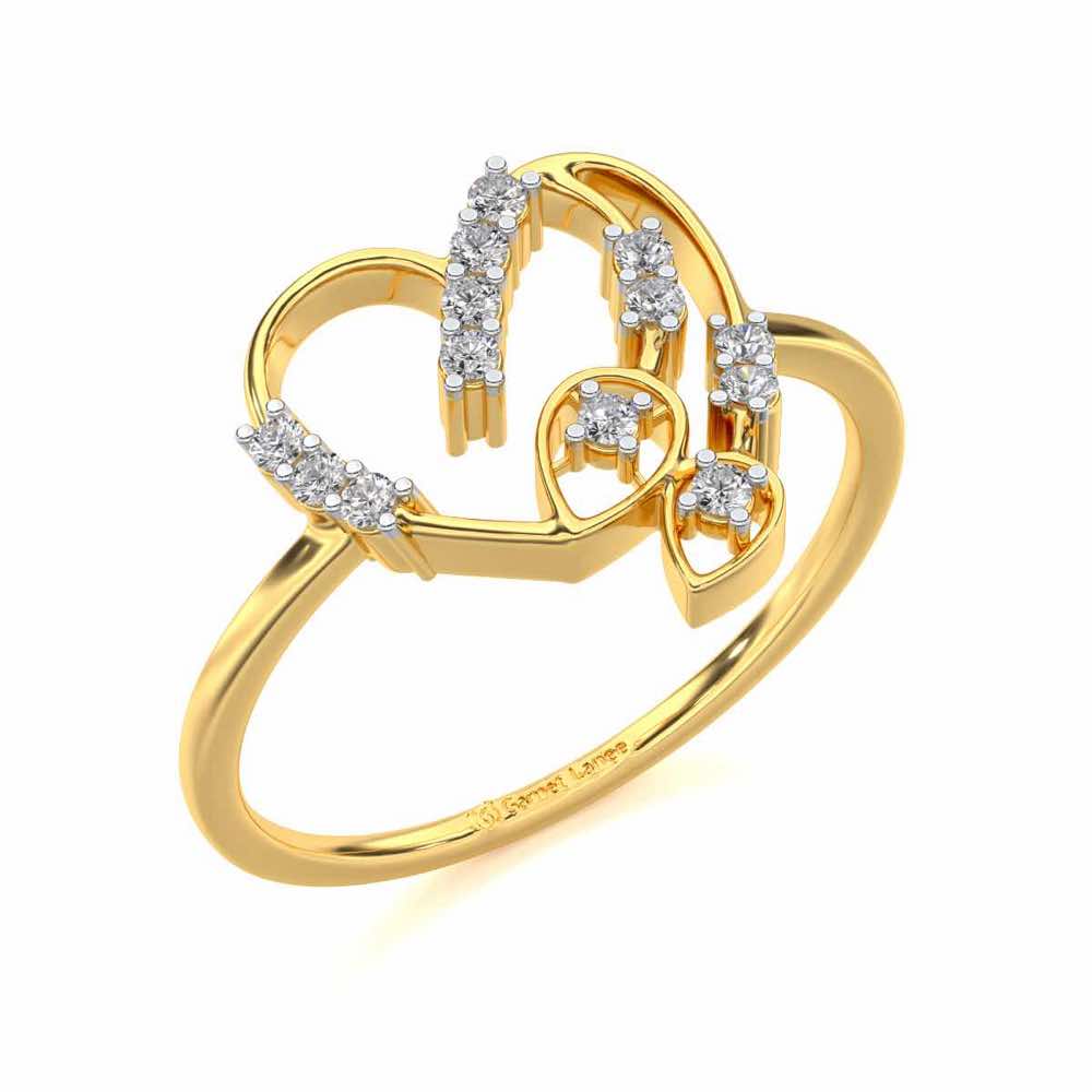 Asteroid Heart Silver Ring - Yellow Gold - Image 1