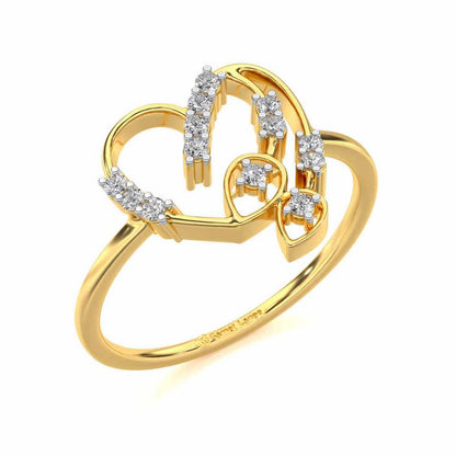 Asteroid Heart Silver Ring - Yellow Gold - Image 1