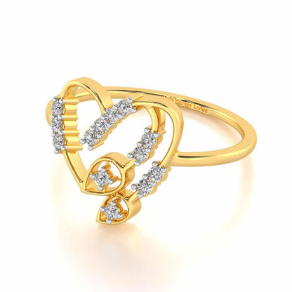 Asteroid Heart Silver Ring - Yellow Gold - Image 2