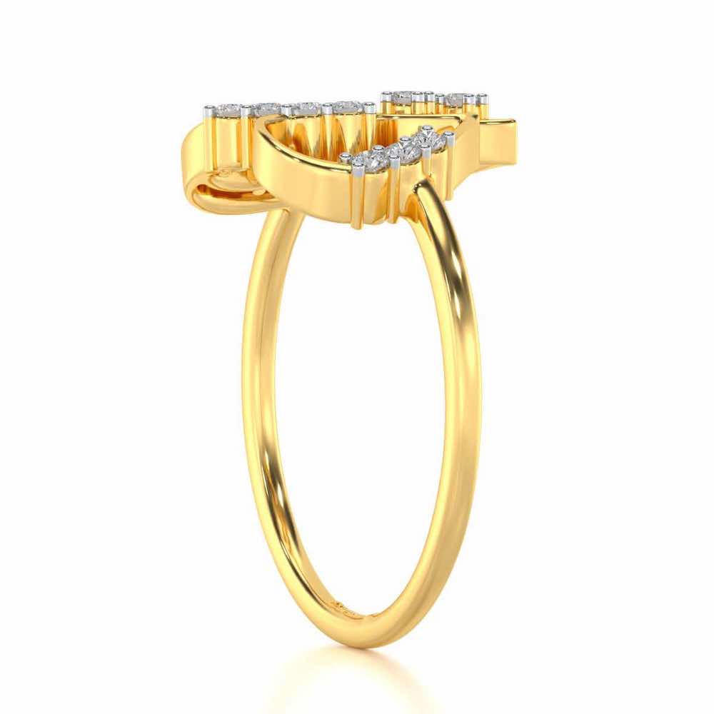 Asteroid Heart Silver Ring - Yellow Gold - Image 3