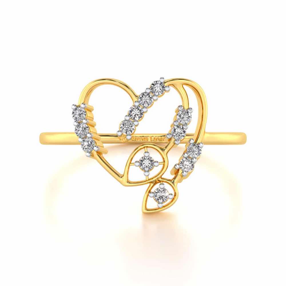 Asteroid Heart Silver Ring - Yellow Gold - Image 4
