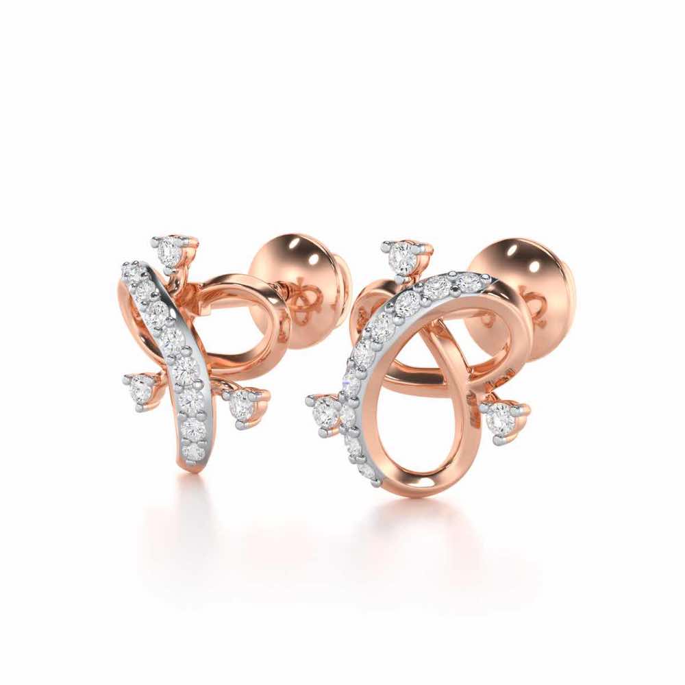 Astral Bloom Silver Earrings - Rose Gold - Image 3